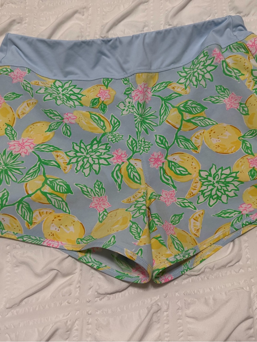 Lilly Pulitzer Sky Blue Lemon & Floral Athletic Shorts